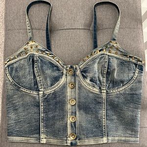 Denim Bralette Crop Top Studded Forever 21